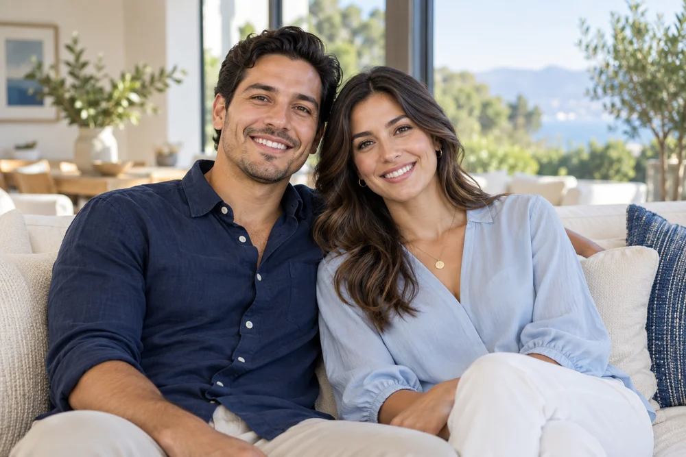 Pareja revisando su protección familiar